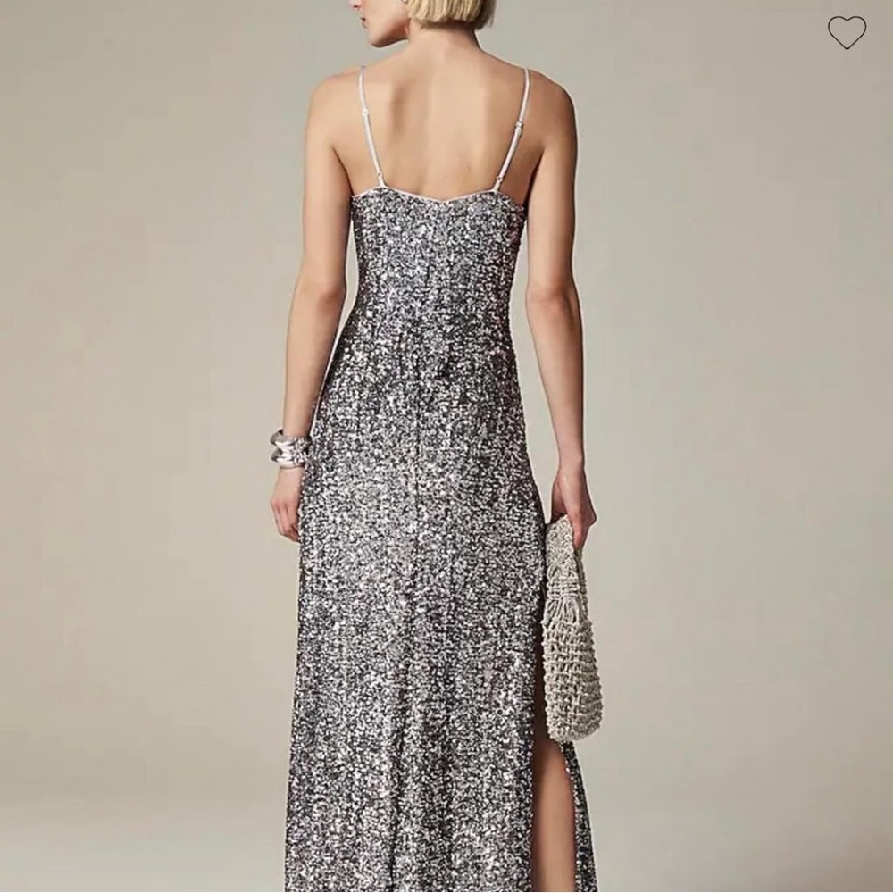 J Crew Silver Sequin floor length slip dress Size 6 - Picture 4 of 9